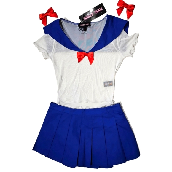 Trickz N’ Treatz ✦ Sailor Moon Costume Set ✦ Sheer Mesh Top + Pleated Mini Skirt - Picture 5 of 16